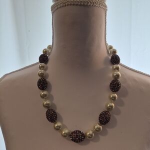 Joan Boyce Multi-colored Pave Swarovski Crystal Eggs with Pearl Beaded Necklace